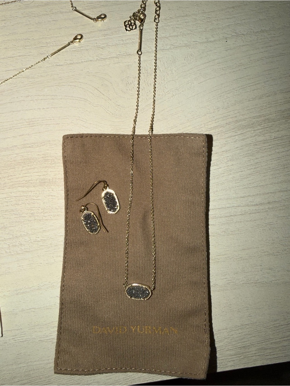 Kendra Scott Gold and Black Drusy Pendant Earrings Set